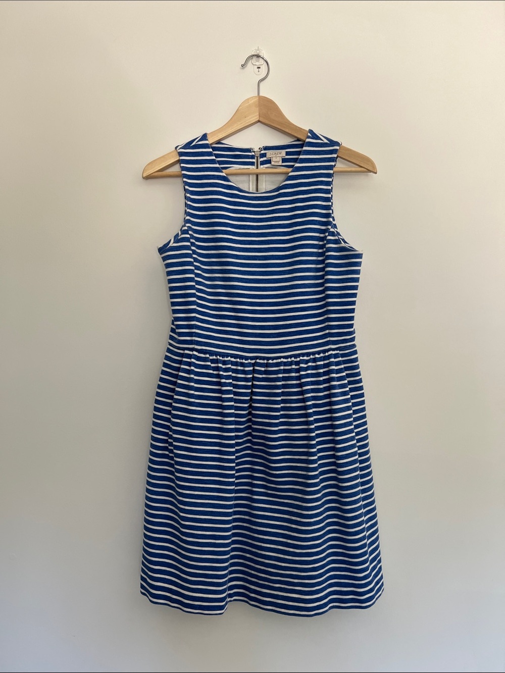 j.crew blue and white striped nautical preppy dress, size small